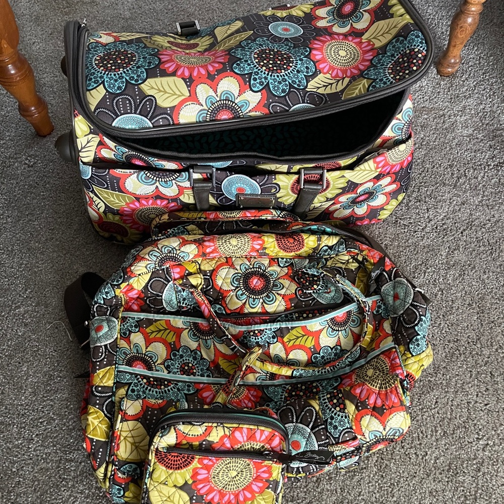 Vera Bradley Red and Pink Travel Bags with Floral Design